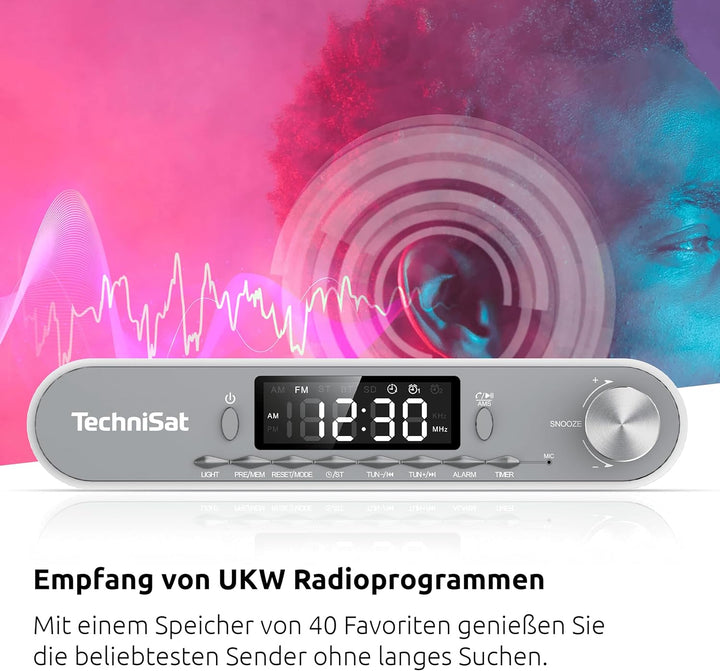 TechniSat Viola Küchenradio - Unterbau Radio mit UKW/FM, LED Display, Arbeitsleuchte, Timer, Bluetoo