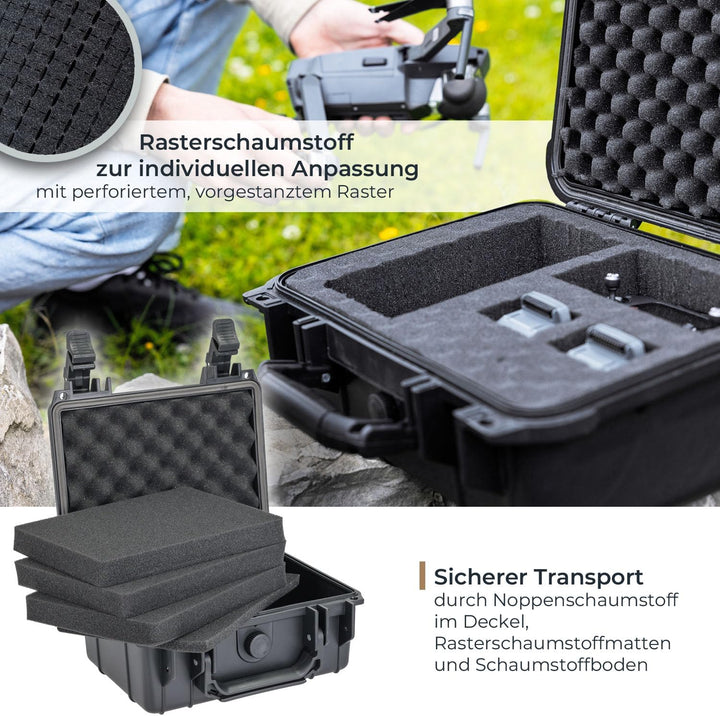 HMF ODK100 Outdoor-Fotokoffer, Transportkoffer mit Rasterschaumstoff | 23 x 19 x 11 cm, 23 x 19 x 11
