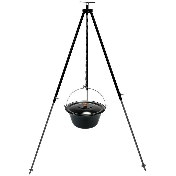 Gulaschkessel Gulaschtopf Set 10 Liter emailliert mit Deckel und Teleskop Dreibein 180 cm durch Kett