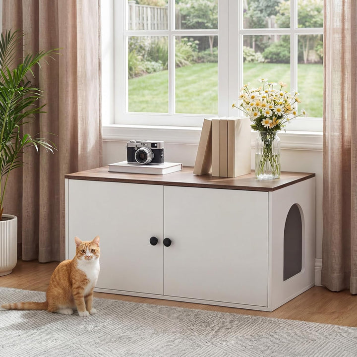 HOOBRO Katzenklo Schrank aus Spanplatte, Katzentoilette Schrank, versteckter Katzenkloschrank mit Se