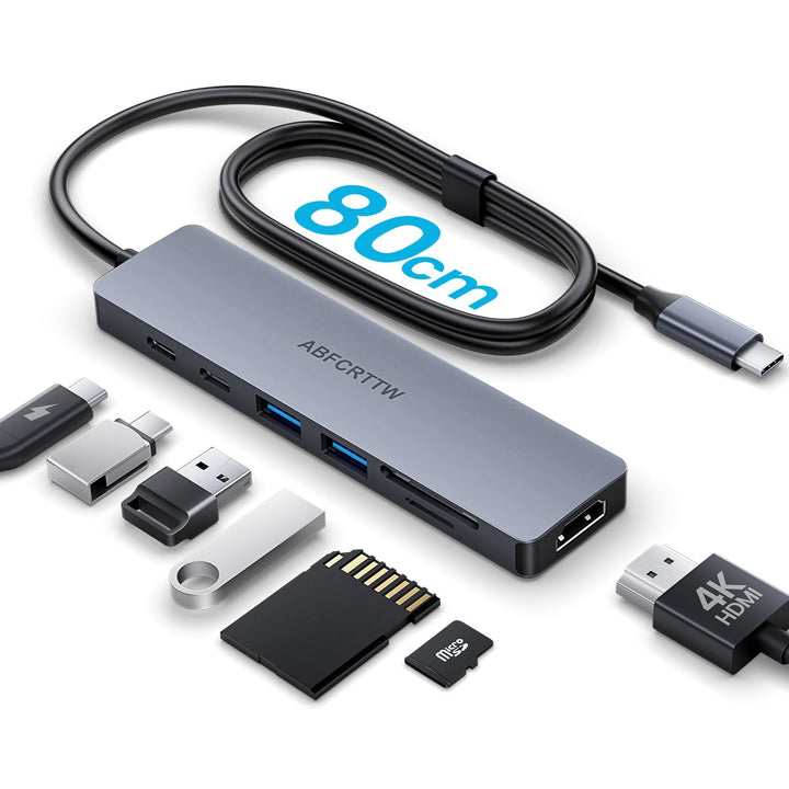 80CM USB C Hub mit HDMI 4K@60Hz, PD 100W Powered für MacBook Neo | 7-in-1 Docking Station USB C mit