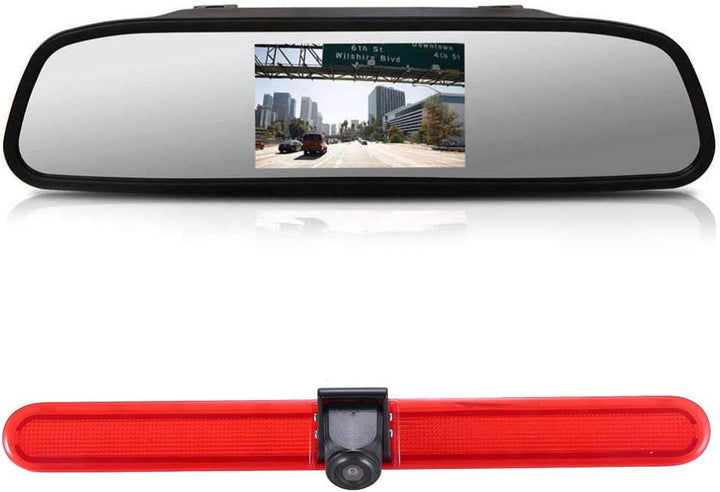 「12mm Objektiv CMOS Rückfahrkamera+ 4.3 Zoll Auto Rückspiegel」Bremsleuchte Auto Dach Rückfahrkamera