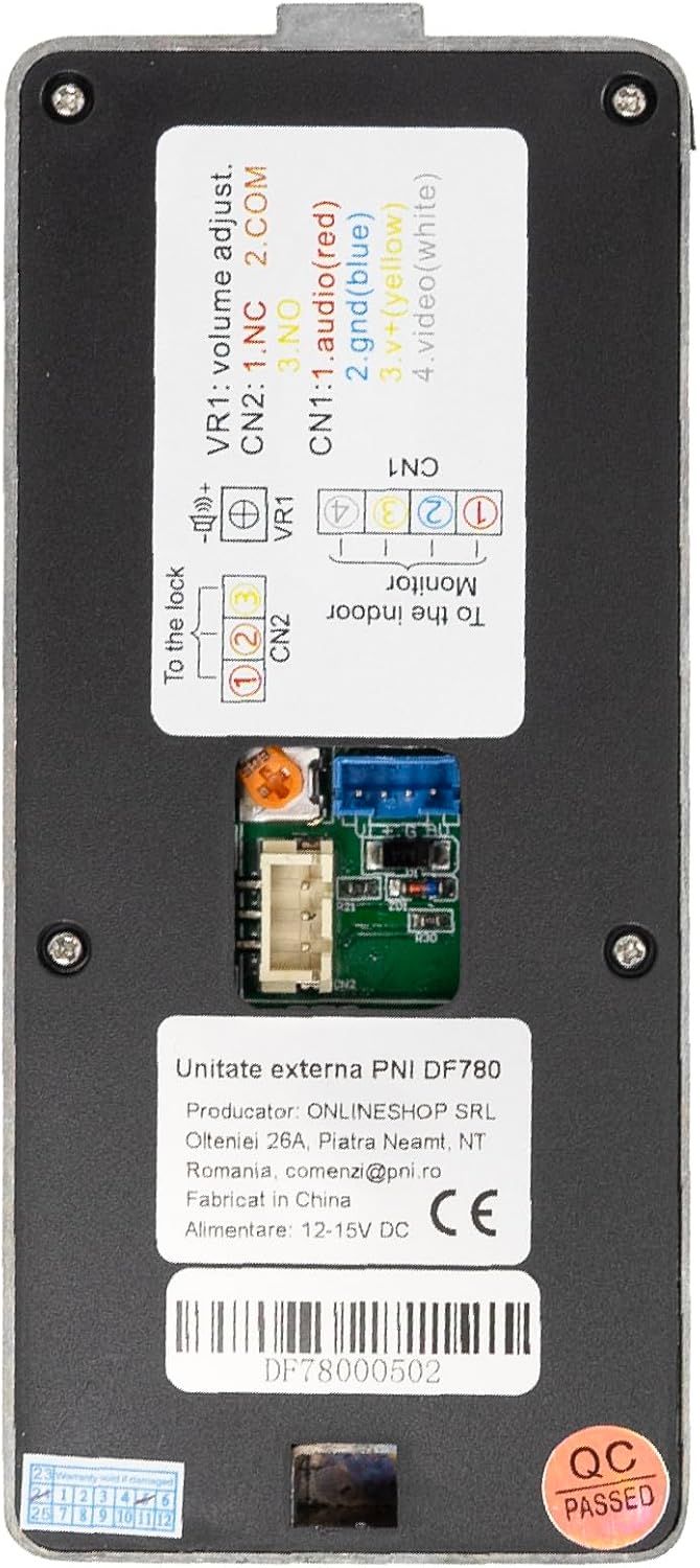 PNI DF780 Video-Gegensprechanlage mit 1 Monitor, 7-Zoll-1080p-Touchscreen, Kartensteckplatz, IP65 un