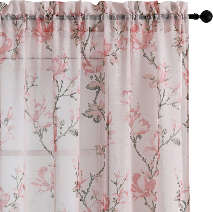 SMILE WEAVER Durchsichtige Vorhänge, 160 cm Länge, für Wohnzimmer, Blumenvorhänge, lichtfilternd, Vo