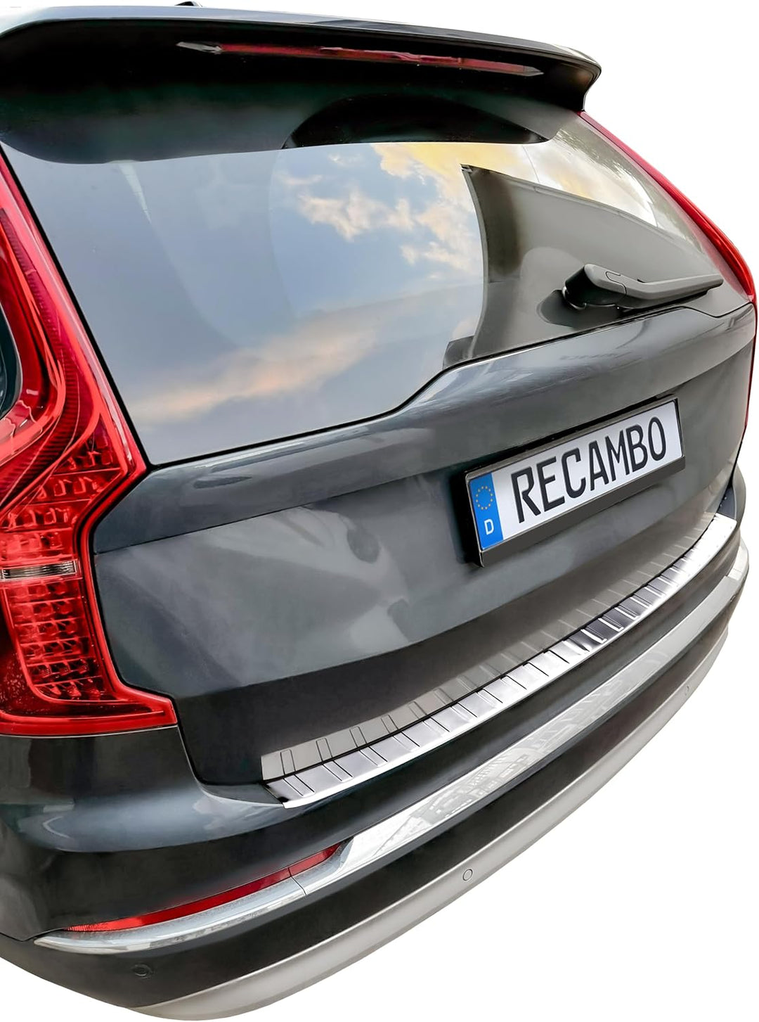 RECAMBO Ladekantenschutz Edelstahl Hochglanz poliert, Chrom Look - kompatibel für Volvo XC90 2 - BJ