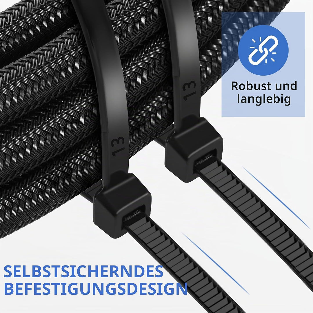 1000 Stück Kabelbinder Schwarz 150mm, Kabelbinder uv Beständig, 4.8mm Breite Cable Ties Zugfestigkei
