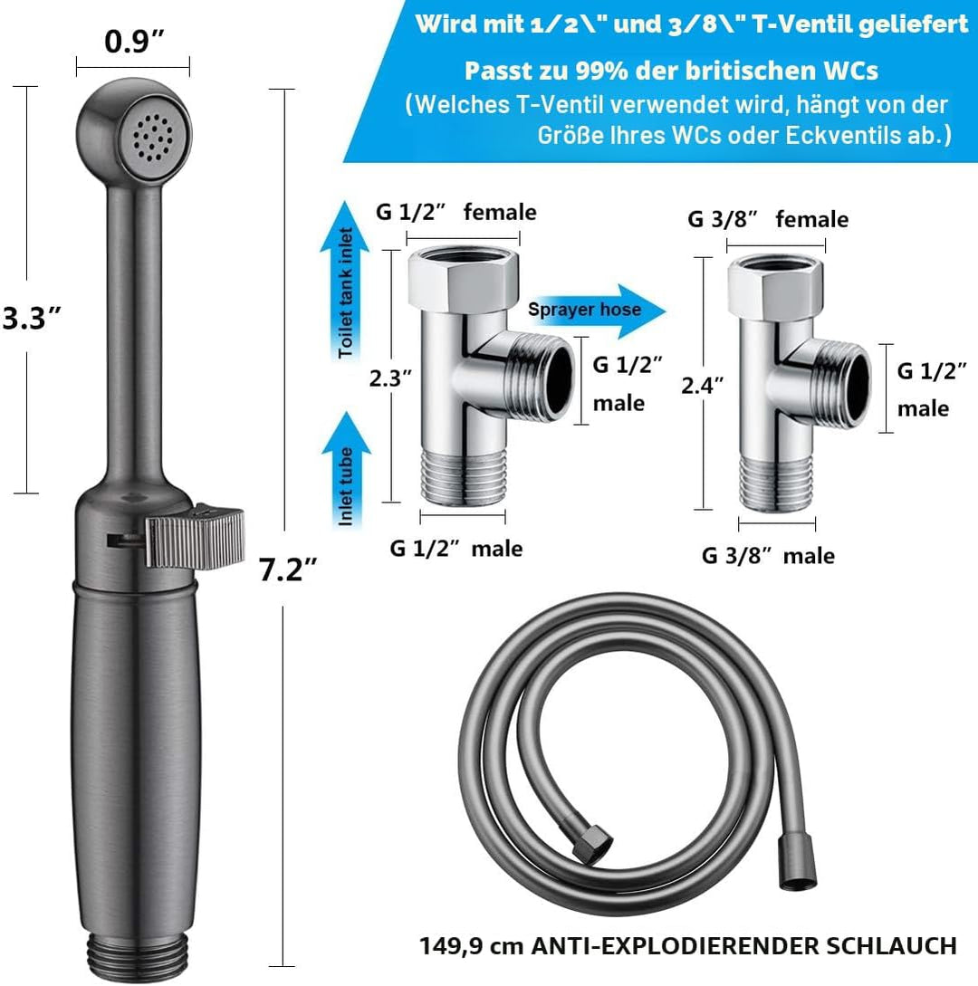 Bidet Handbrause Set SonTiy Toilette Bad Bidet Aufsatz Waschen Duschkopf mit Einstellbarem Druck &Ha