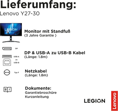 Lenovo Legion Y27-30 | 27" Full HD Gaming Monitor | 1920x1080 | 180Hz | 400 nits | 0,5ms Reaktionsze