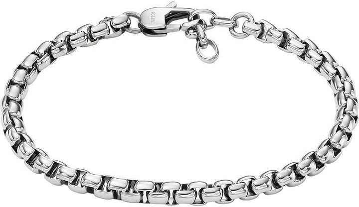 Fossil Herrenarmband, All Stacked Up Edelstahl-Kettenarmband Grau, Grau