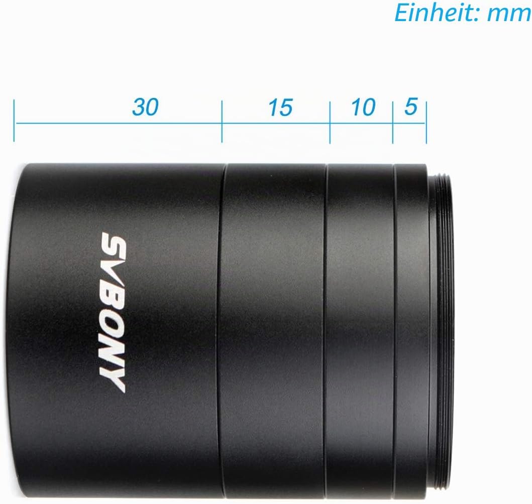 Svbony SV119 2" Verlängerungsrohr Set 5mm 10mm 15mm 30mm M48x0.75 zur Verlängerung der Brennweite in
