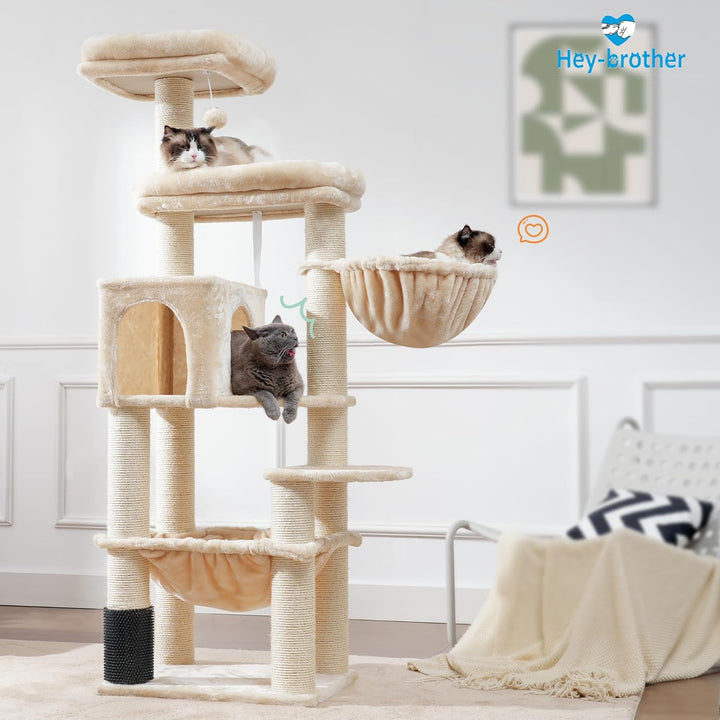 Hey-brother XXL Grosse Kratzbaum für Maine Katze, 168cm Katzenbaum für gross Katzen, mit übergrosser