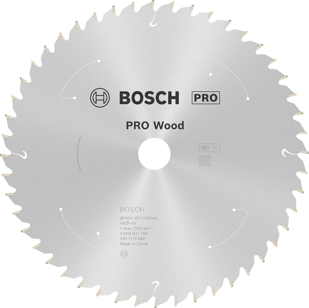 Bosch Accessories 1x Kreissägeblatt Standard for Wood (Holz, Sägeblatt Ø 190 x 20 x 1,6 mm, 48 Zähne