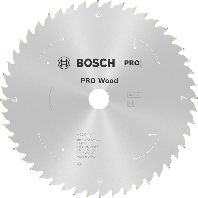 Bosch Accessories 1x Kreissägeblatt Standard for Wood (Holz, Sägeblatt Ø 190 x 20 x 1,6 mm, 48 Zähne