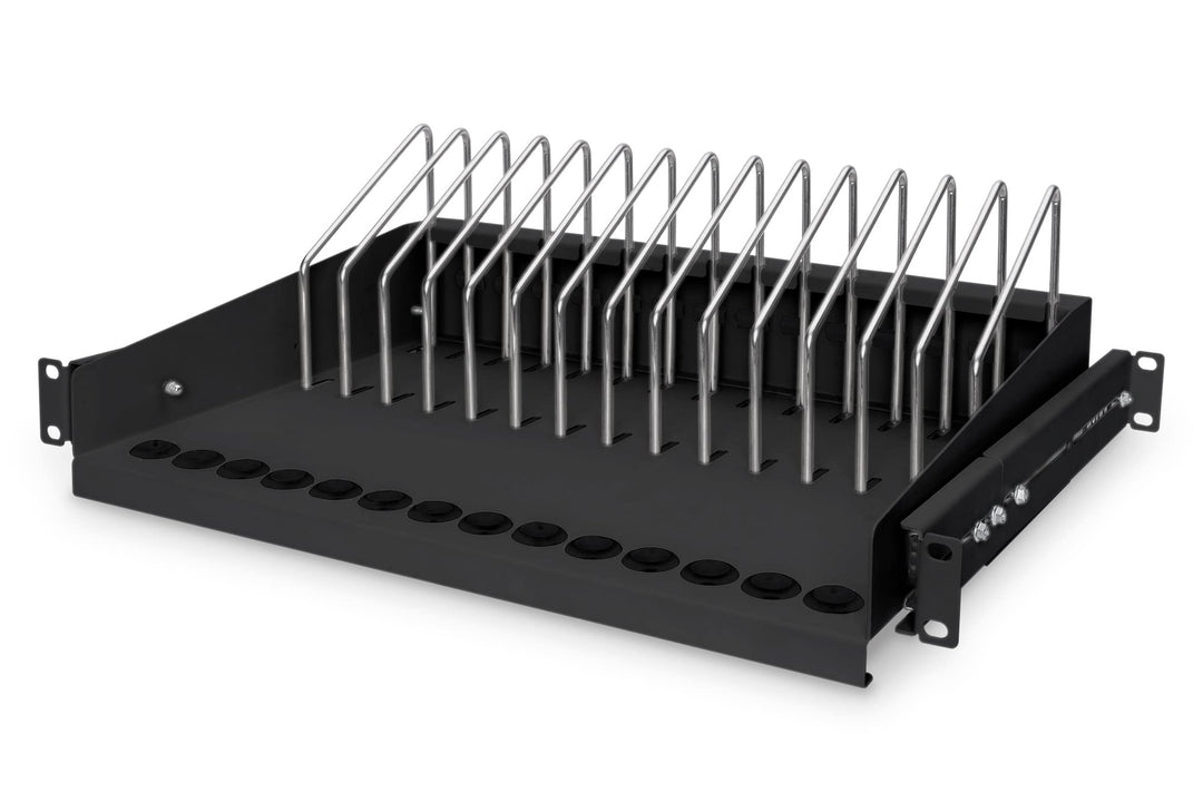 DIGITUS Fachboden 19 Zoll - 4.5 HE - Ausziehbar - Auflade-Station - Für 14 Tablets, Notebooks & Smar