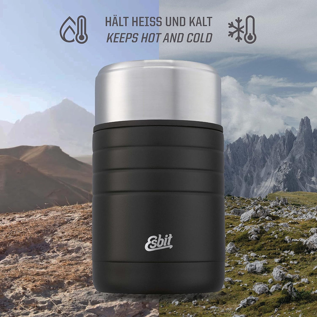 Esbit Thermobehälter Majoris für Essen - Warmhaltebehälter 1000 ml in Schwarz - aus Edelstahl für wa