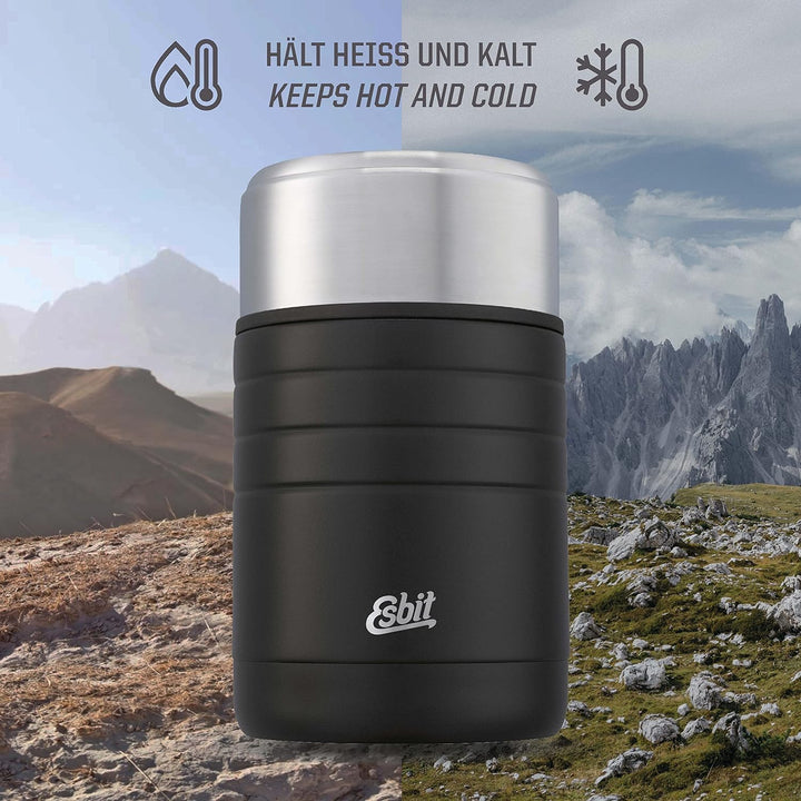 Esbit Thermobehälter Majoris für Essen - Warmhaltebehälter 1000 ml in Schwarz - aus Edelstahl für wa