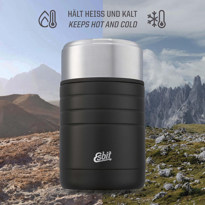 Esbit Thermobehälter Majoris für Essen - Warmhaltebehälter 600 ml in Schwarz - aus Edelstahl für war
