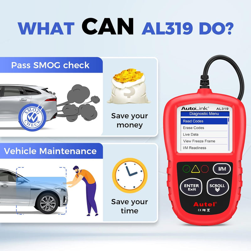 Autel AL319 OBD2 Diagnosegerät Fehlercode Lesen und Löschen, EchtzeitDaten und Fahrzeuginformationen