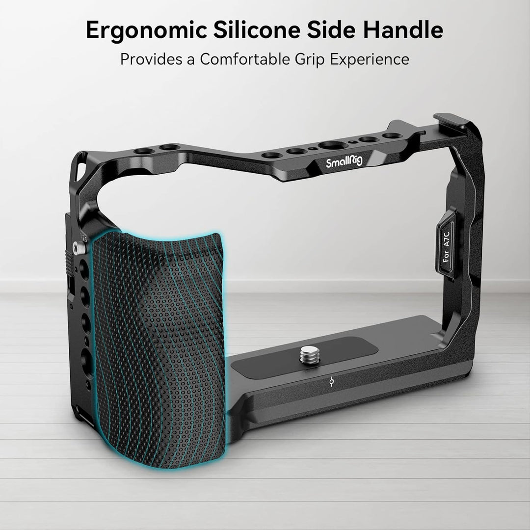 SMALLRIG Full Cage für Sony A7C, Käfig mit Silikon Griff und Cold Shoe Mount - 3212B