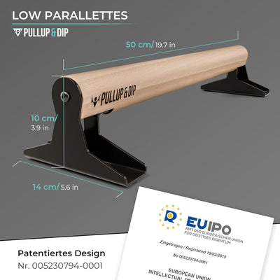 PULLUP & DIP Holz Parallettes, Low oder Medium Minibarren Handstand Barren mit ergonomischem Holz Gr