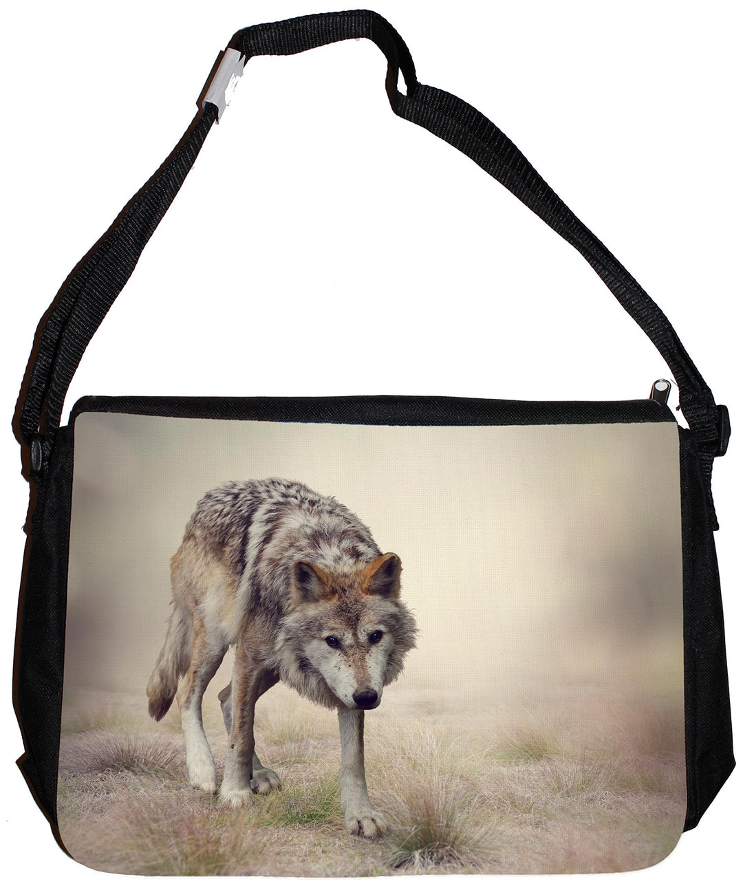 Merchandise for Fans Schultertasche - 38x28x8cm, 8,5 Liter, schwarz Motiv: Wolf/Grauwolf/Polarwolf/E