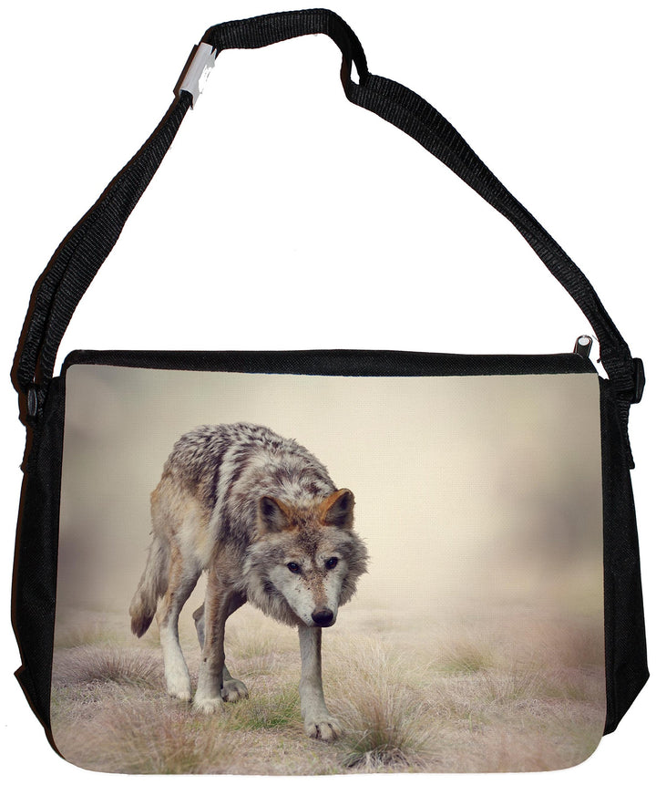 Merchandise for Fans Schultertasche - 38x28x8cm, 8,5 Liter, schwarz Motiv: Wolf/Grauwolf/Polarwolf/E