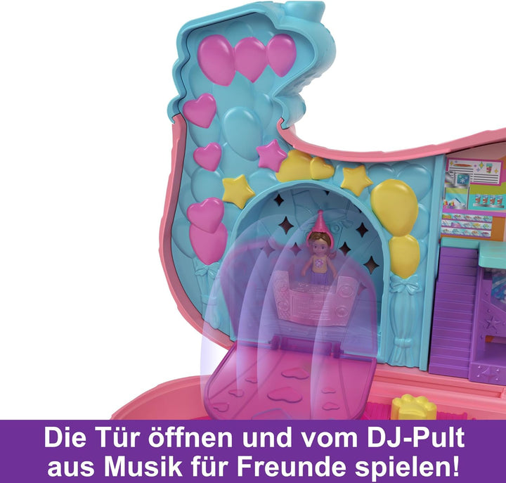 POLLY POCKET Hündchenparty - Rollschuh-Geburtstagsparty, 2 Puppen, 26 Zubehörteile, DJ-Pult, Rollsch