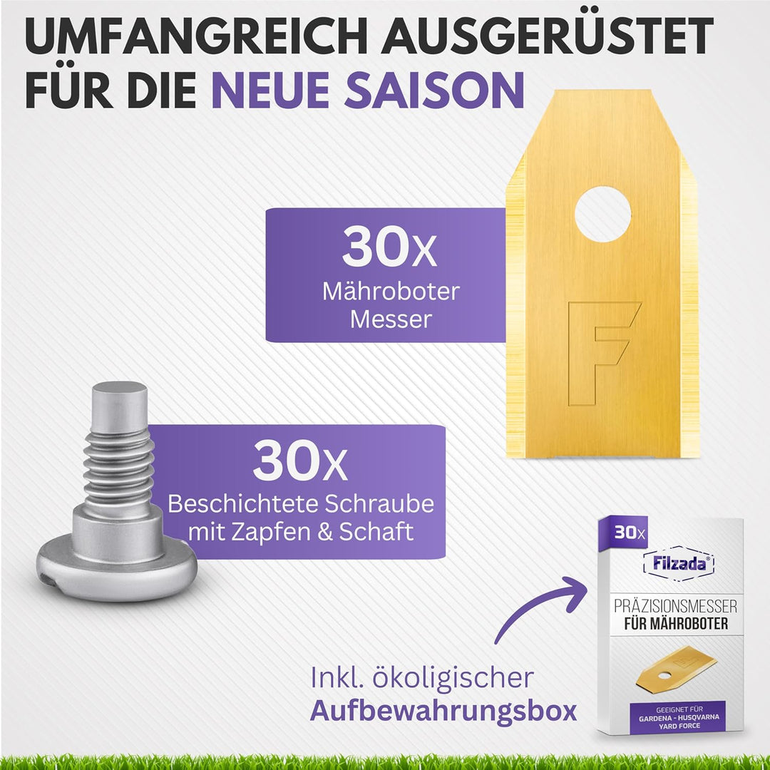 30x Titan Messer Klingen LONGLIFE geeignet für alle Husqvarna® Automower® / Gardena® Mähroboter - (3