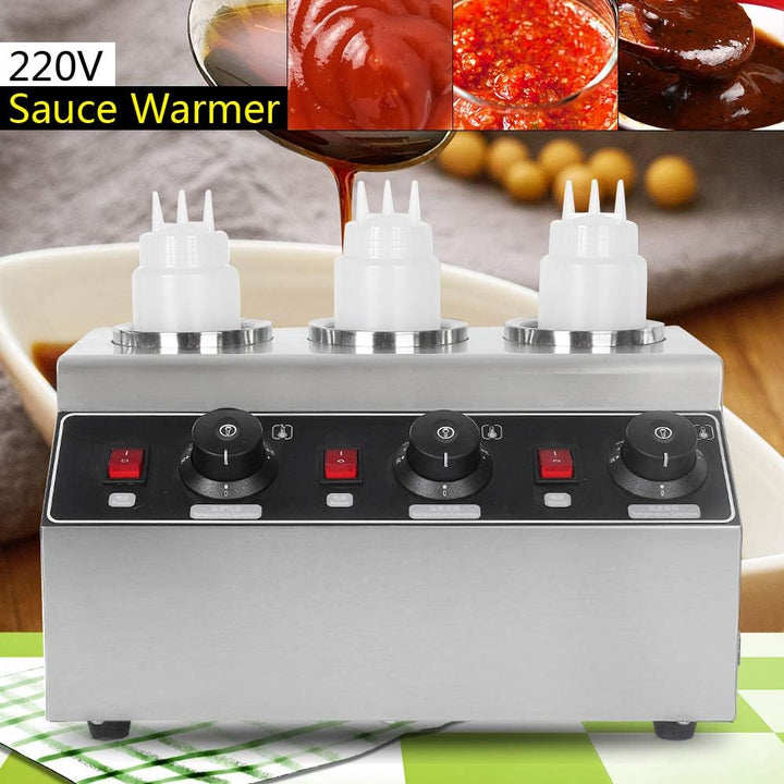 PUDLOR Edelstahl Schokoladenwärmer, 3 x Flaschen Saucenwärmer Saucen warmhalten 30 °C bis 85 °C 240W