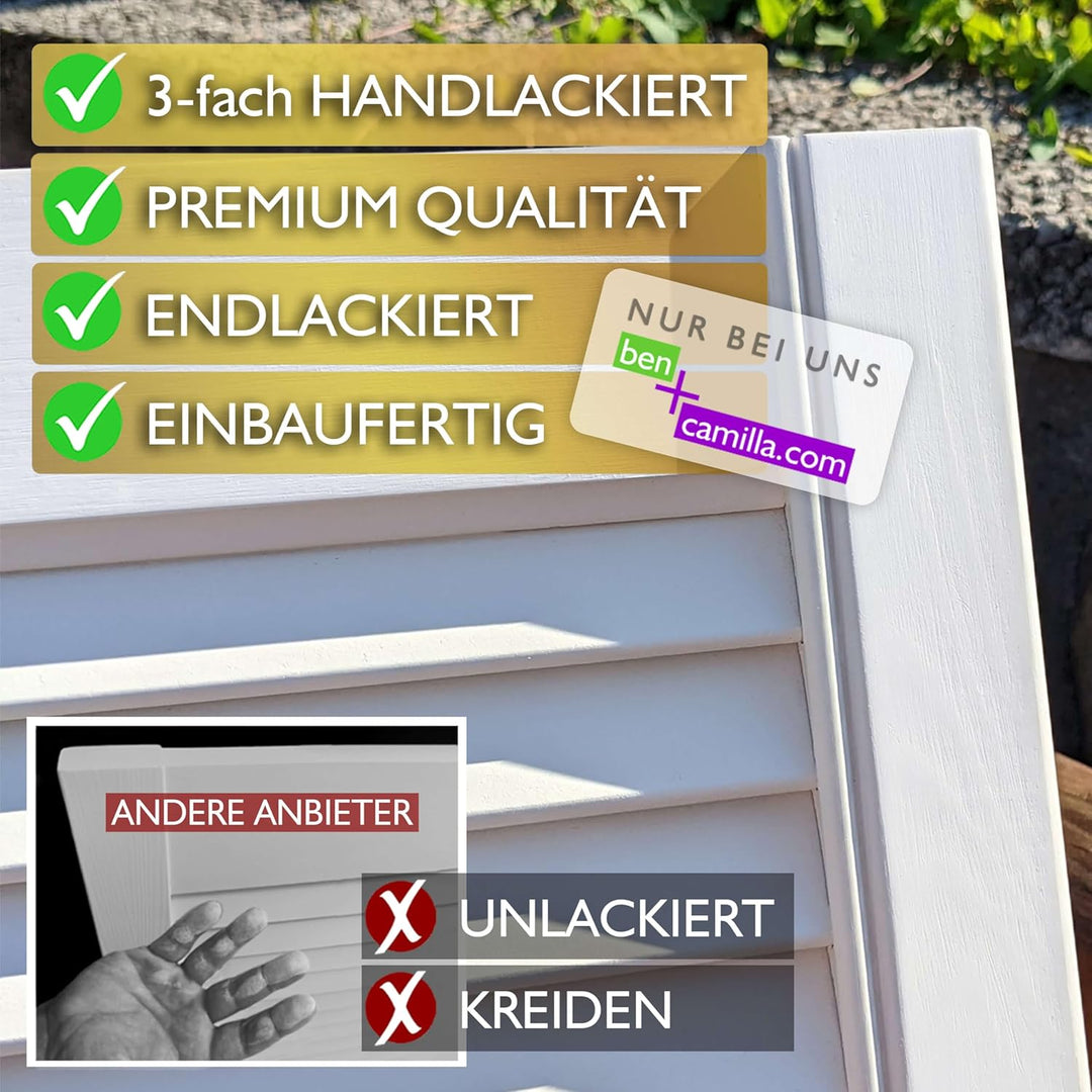 ben+camilla.com Lamellentür Holz weiss offen Kiefer EINBAUFERTIG LACKIERT 993 x 494 x 21 mm 993 x 49