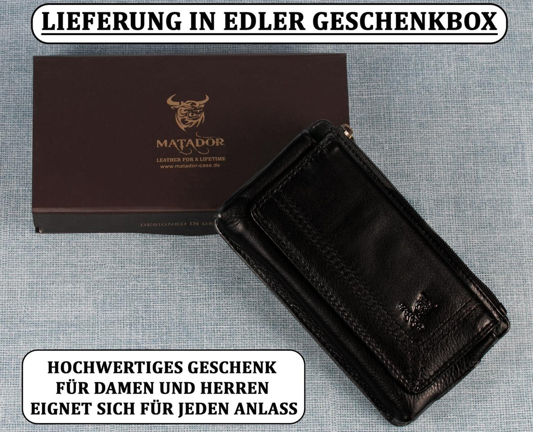 MATADOR Handy-Tasche Gürteltasche Herren Echt Leder Quertasche mit Klettverschluss Breite Gürtelschl