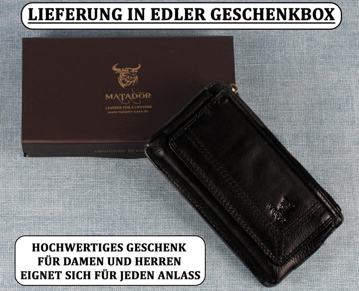 MATADOR Handy-Tasche Gürteltasche Herren Echt Leder Quertasche mit Klettverschluss Breite Gürtelschl