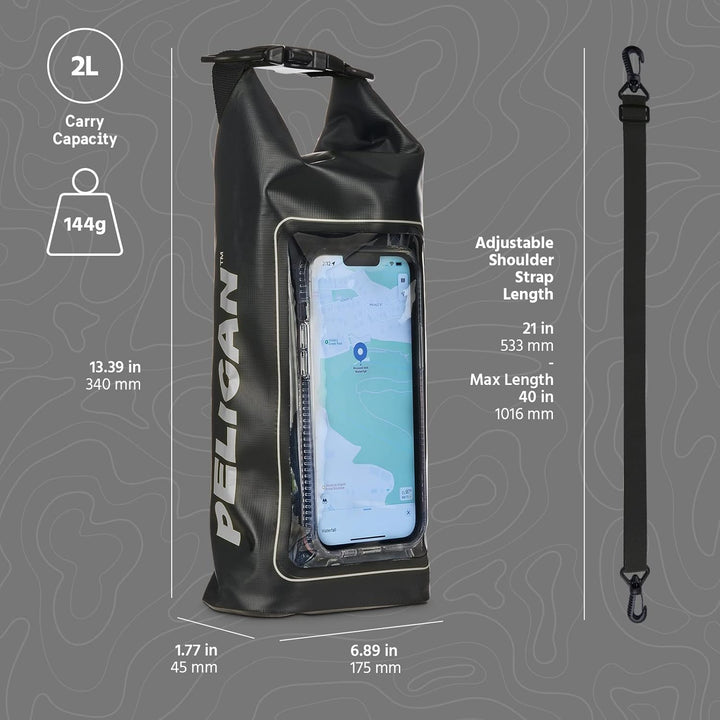 Pelican Marine Wasserdichter Roll-Top Dry Bag Dry Bag - Stealth Black, Dry Bag - Stealth Black