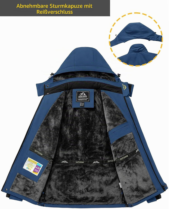 TACVASEN Herren Warme Skijacke Gefütterte Winterjacke Wasserabweisende Funktionsjacke mit Abnehmbare