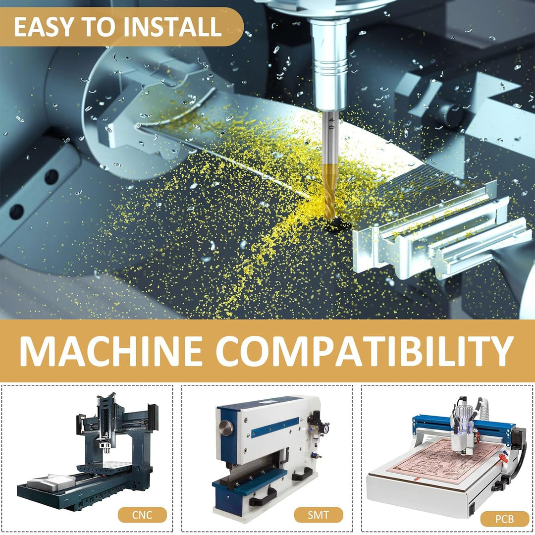 10 Stück HSS Schaftfräser Set 2–10 mm 4 Schneiden | Titanbeschichtete CNC Fräser mit 6/8/10 mm Schaf