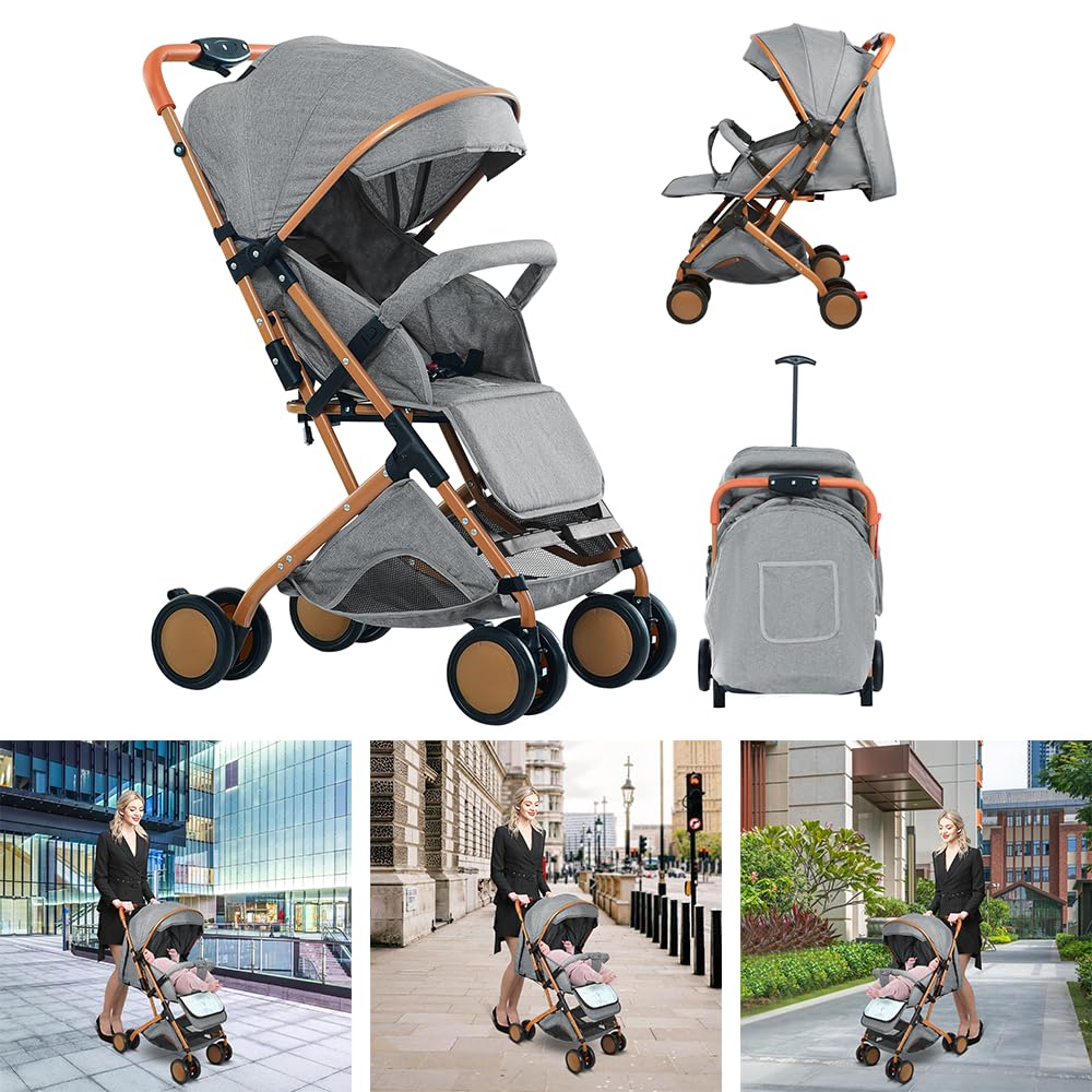 Ultrakompakter Kinderwagen von 0 bis 6 Jahren, Reisewagen mit 5-Punkt-Sicherheitsgurt, kompakt und n