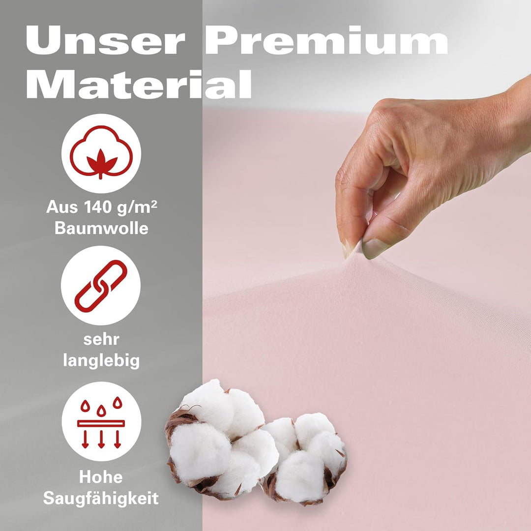 BaSaTex Bio Jersey Premium Spannbettlaken | Spennbetttuch für Wasserbetten und Boxspringbetten | 97%