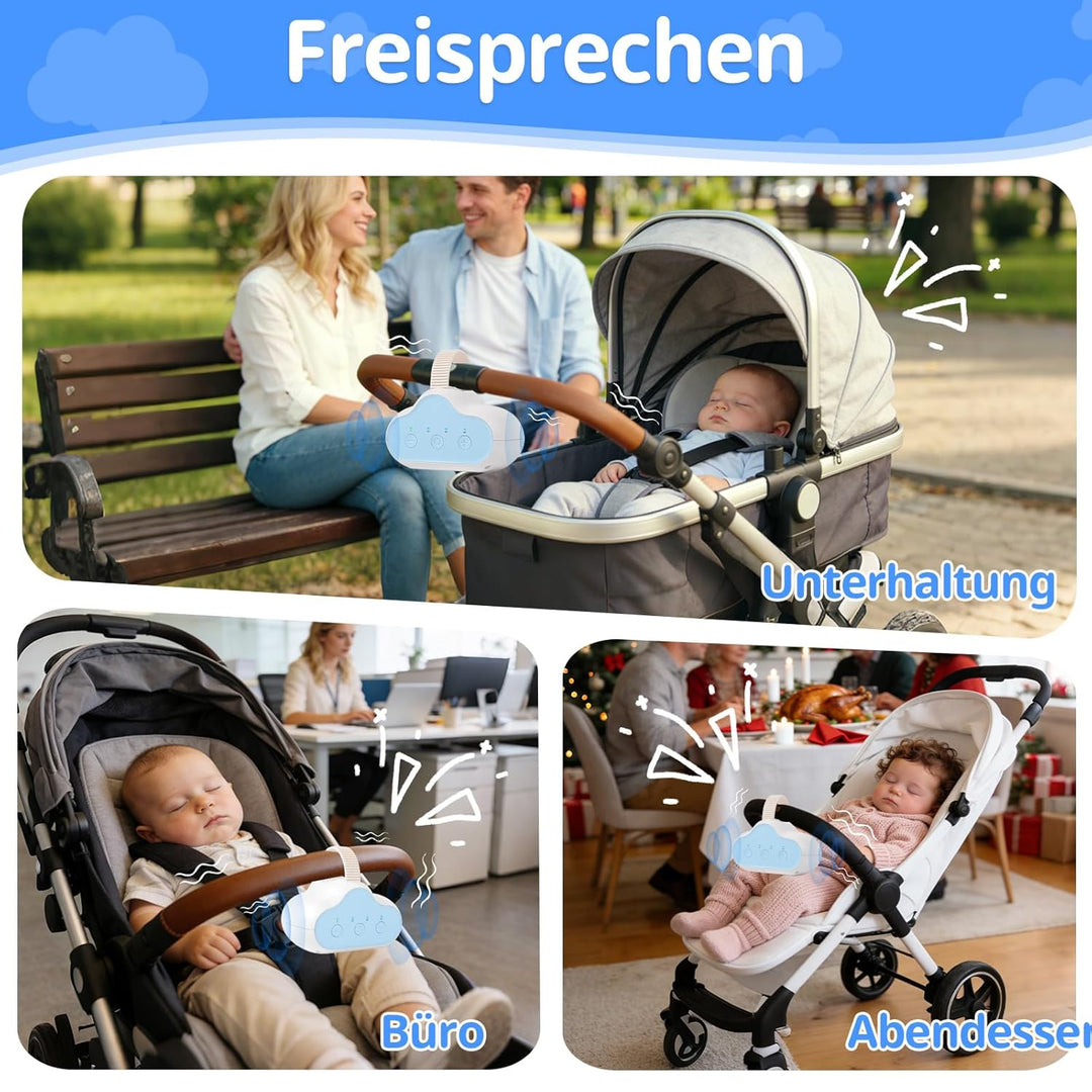 PUTINEI Kinderwagenschaukler,Wiederaufladbar Schlafhilfe für Babys mit 3 Einstellbaren Schaukelinten