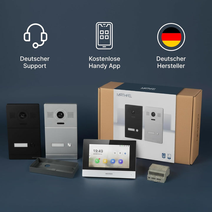 Mathfel 2-Draht IP Video-Türsprechanlage mit Türöffner – Full-HD Kamera, 10" Monitor & App-Steuerung