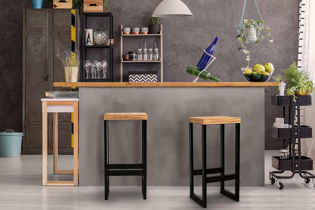 Magnetic Mobel Barhocker Bistrohocker Industriedesign Loft Stahl Restaurant massiv H 60 cm (Eiche, S