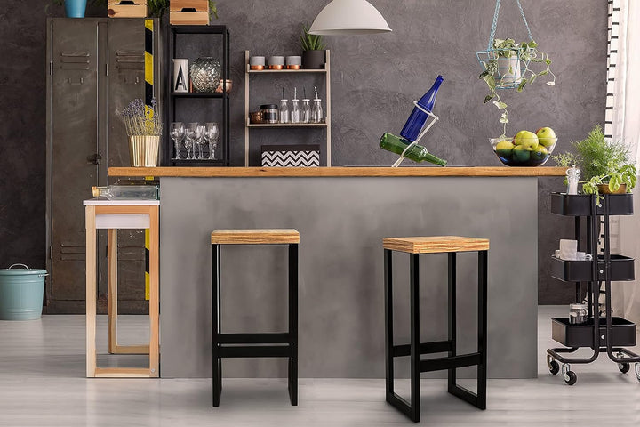 Magnetic Mobel Barhocker Bistrohocker Industriedesign Loft Stahl Restaurant massiv H 60 cm (Eiche, S