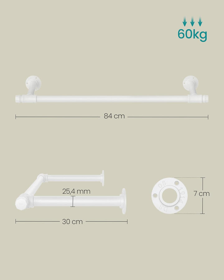 SONGMICS Kleiderstange für die Wand, 2er Set, Kleiderständer Wandmontage, Industrie-Design, platzspa