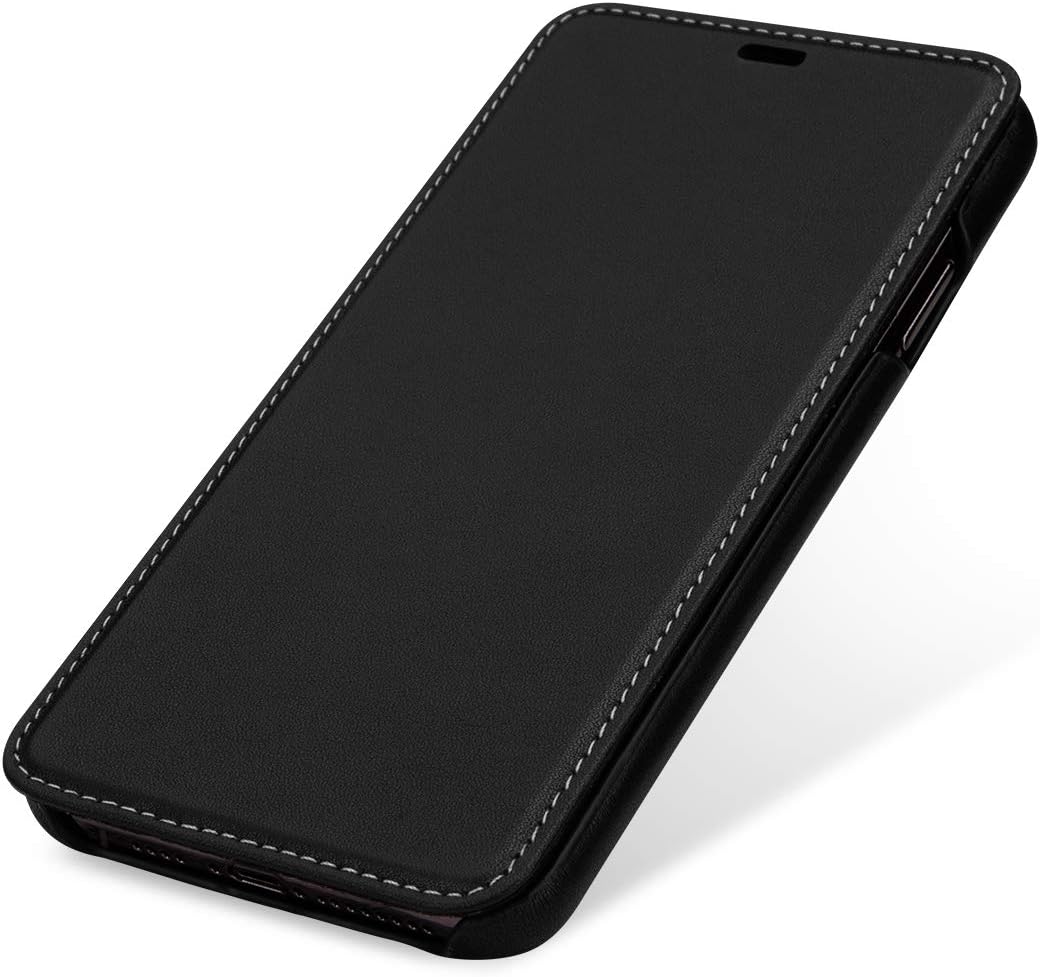 STILGUT Schutz-Hülle kompatibel mit iPhone XS Max Book Type aus Echtleder, schwarz Nappa, schwarz Na