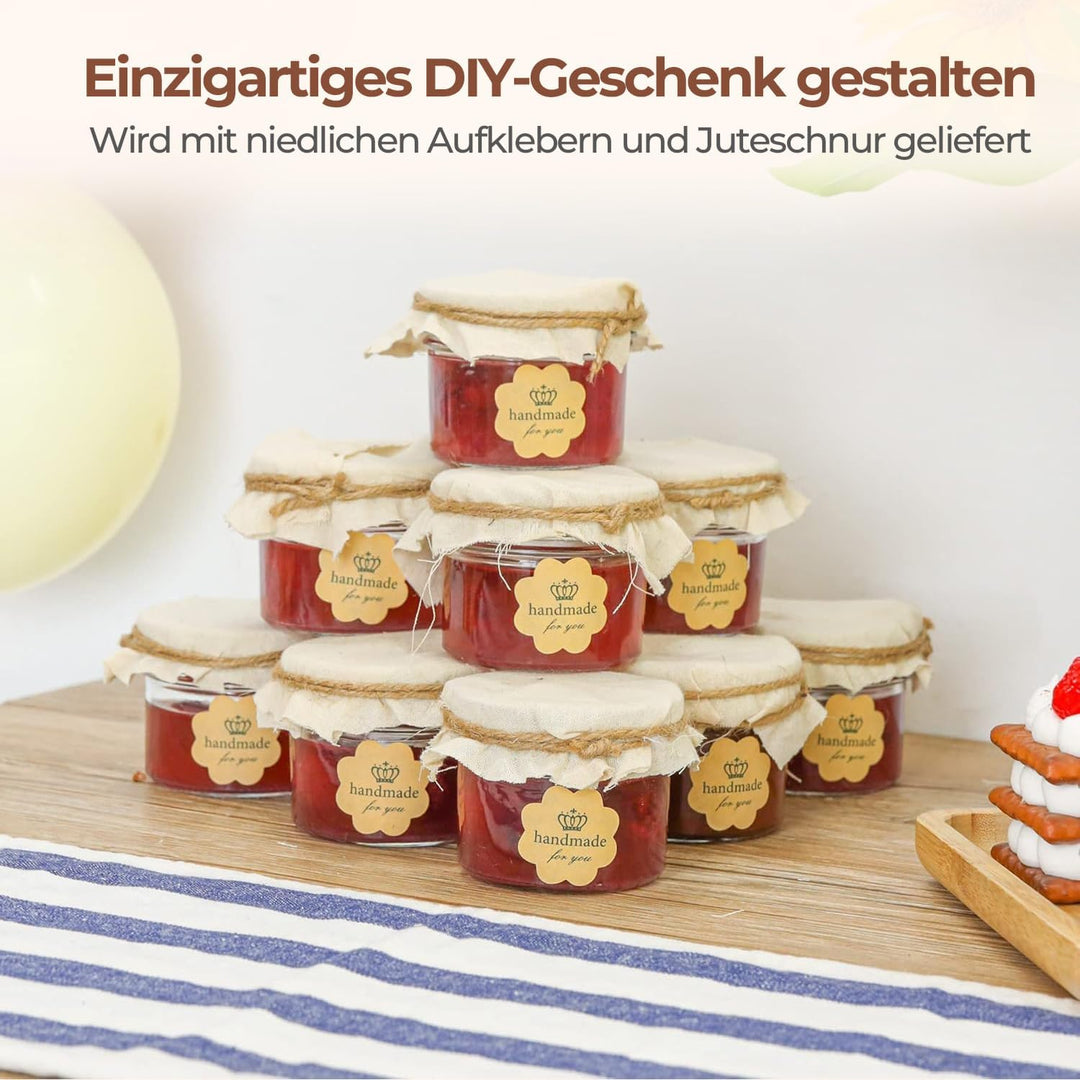 ComSaf 120ml Einmachgläser mit Schraubdeckel und Aufkleber Marmeladengläser 8er, Kleine Einmachgläse