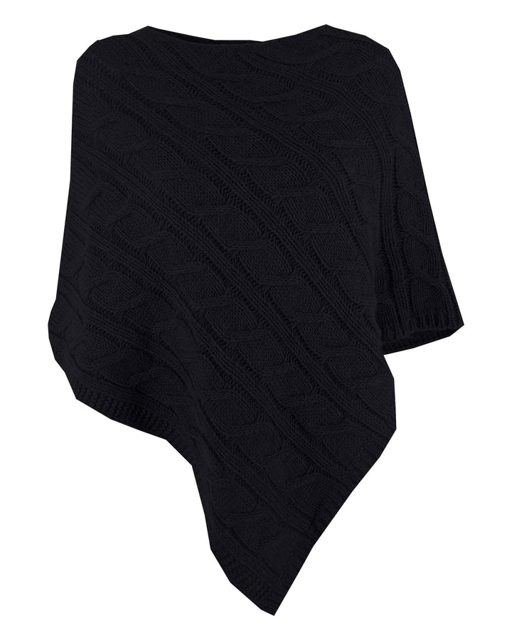 Damen Strickponcho Flechtmuster Rundhals Weich Herbst (Code 5348)