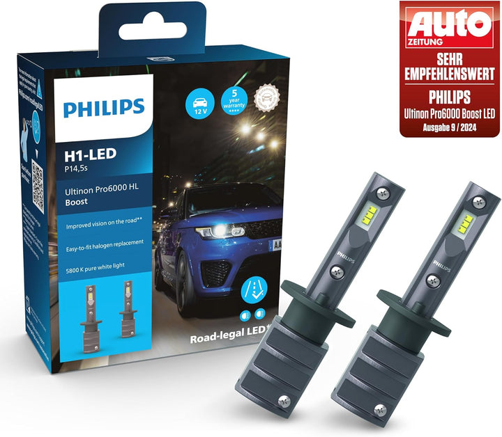 Philips Ultinon Pro6000 Boost H1-LED Scheinwerferlampe mit Strassenzulassung*, 5.800K, grau H1 LED,