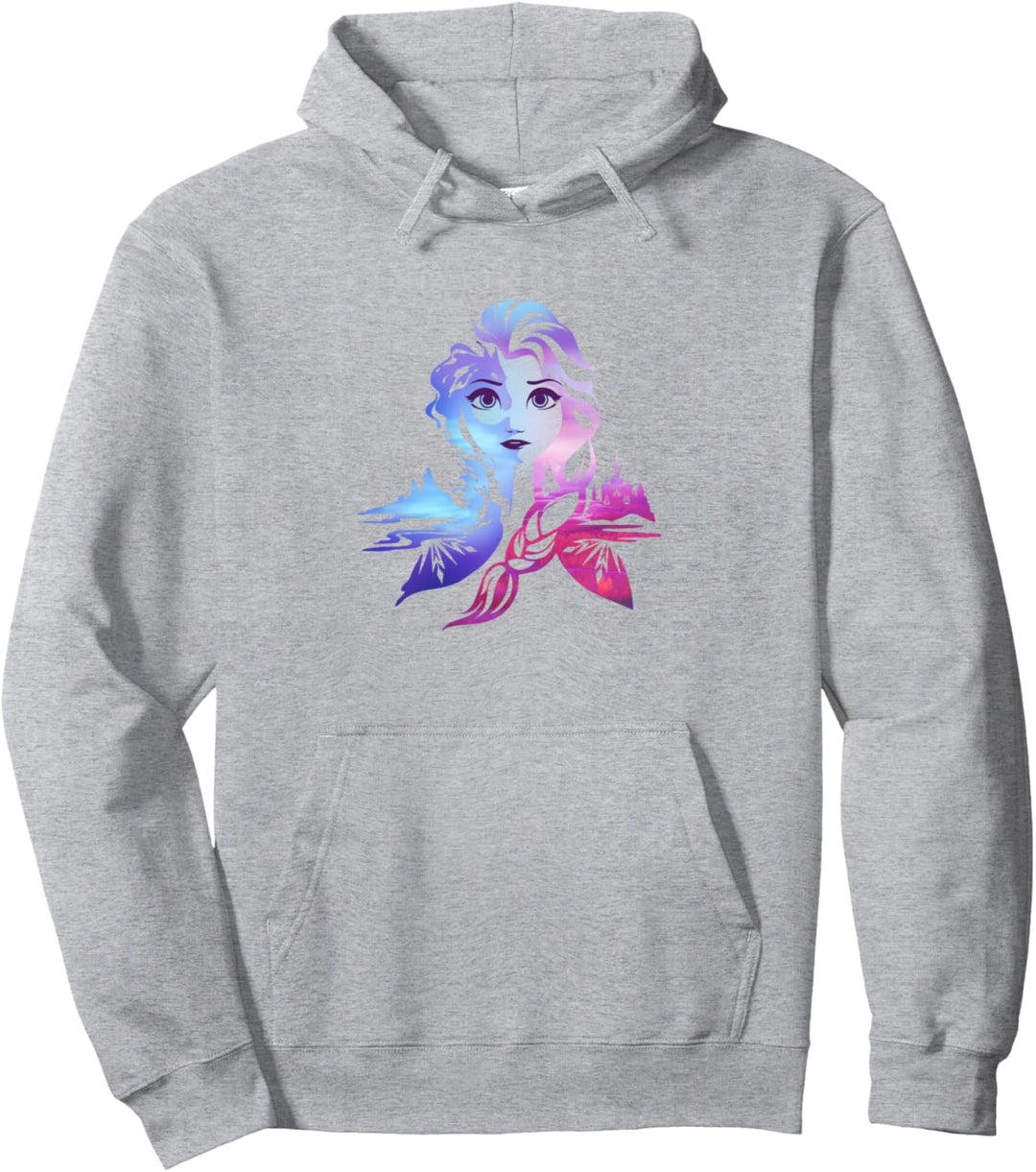 Disney Frozen 2 Elsa Two Tone Gradient Portrait Pullover Hoodie