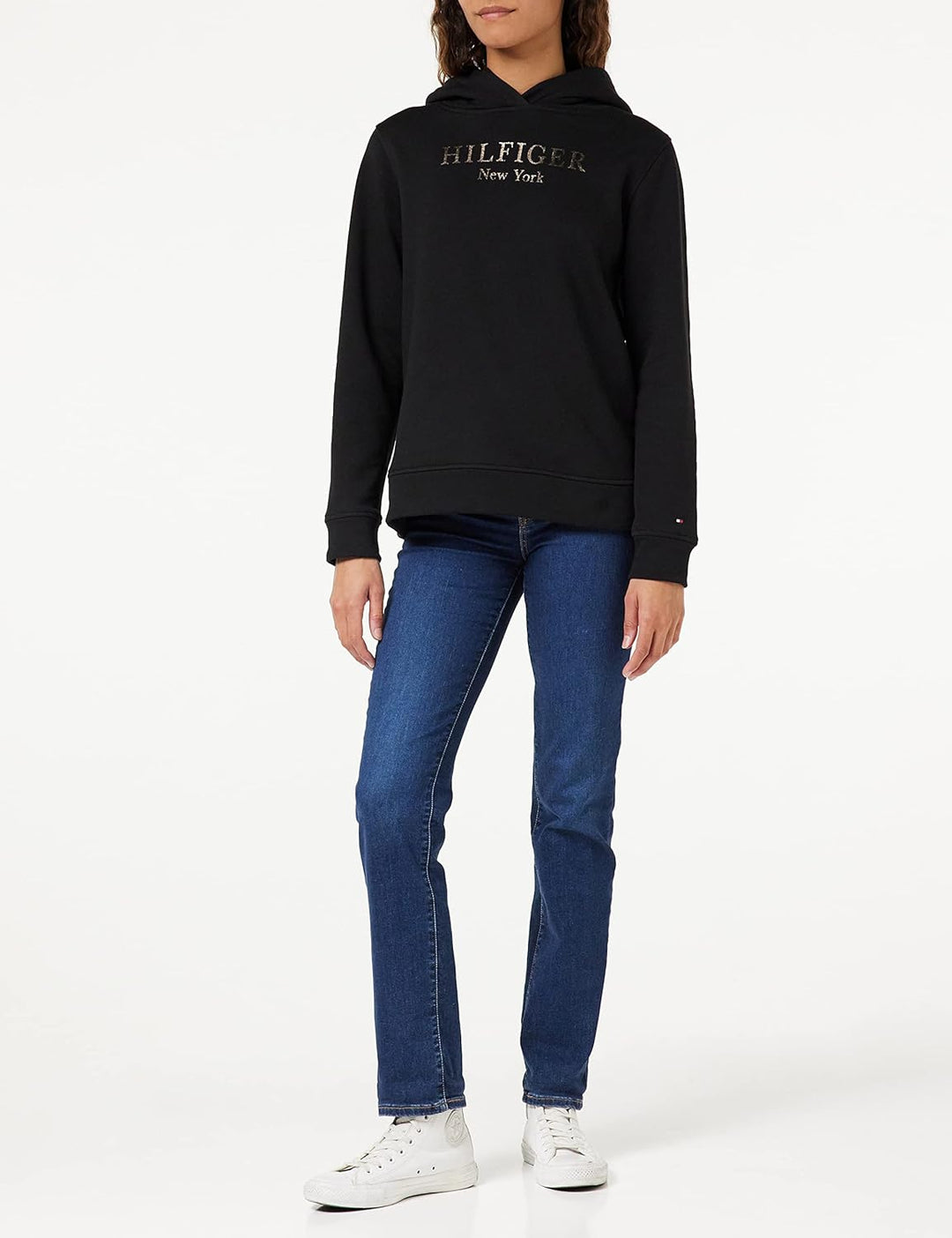 Tommy Hilfiger Damen Hoodie mit Kapuze S Schwarz, S Schwarz