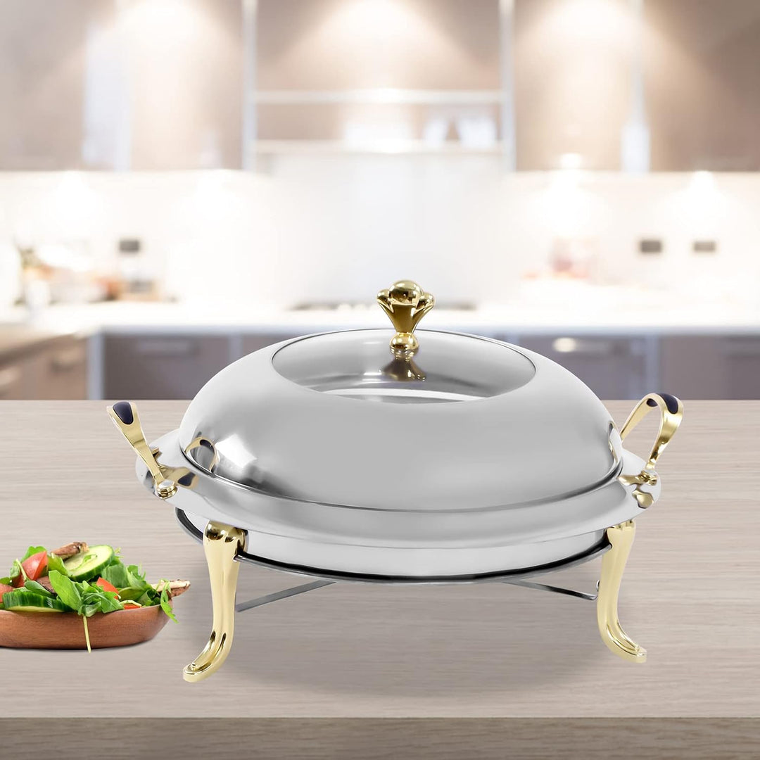 Professioneller Chafing Dish Speisenwärmer aus Edelstahl, rund, Catering, Buffet, Besteck, professio