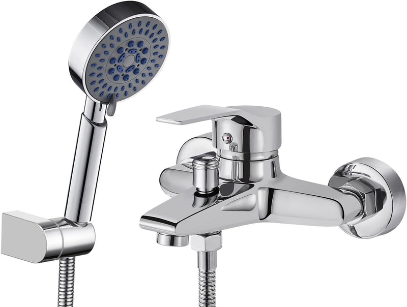 Badewannenarmatur mit Handbrause mit 5 Funktionen, BONADE Chrom Wannenarmatur Badewanne Wasserhahn i